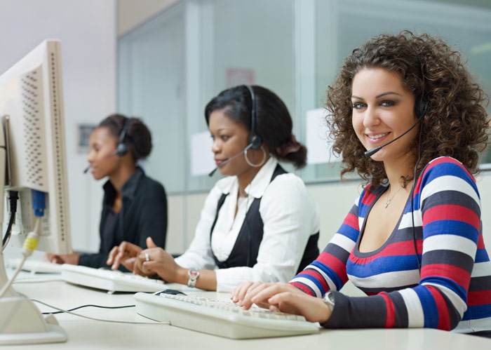 Call center representatives on the phones